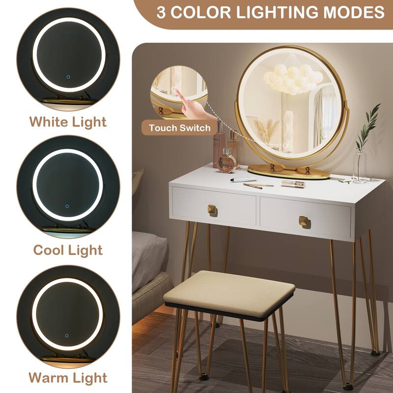 Vanity Table Set with Lighted Mirror