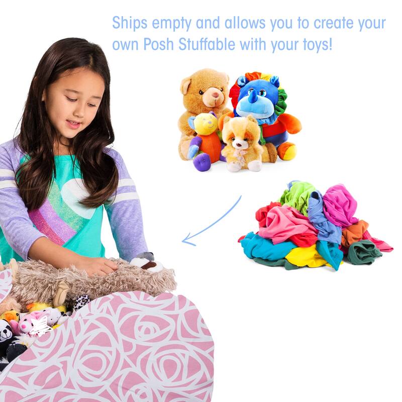 Kids Bean Bag Chair Cover Stuffed Animal Storage or Toy Organizer