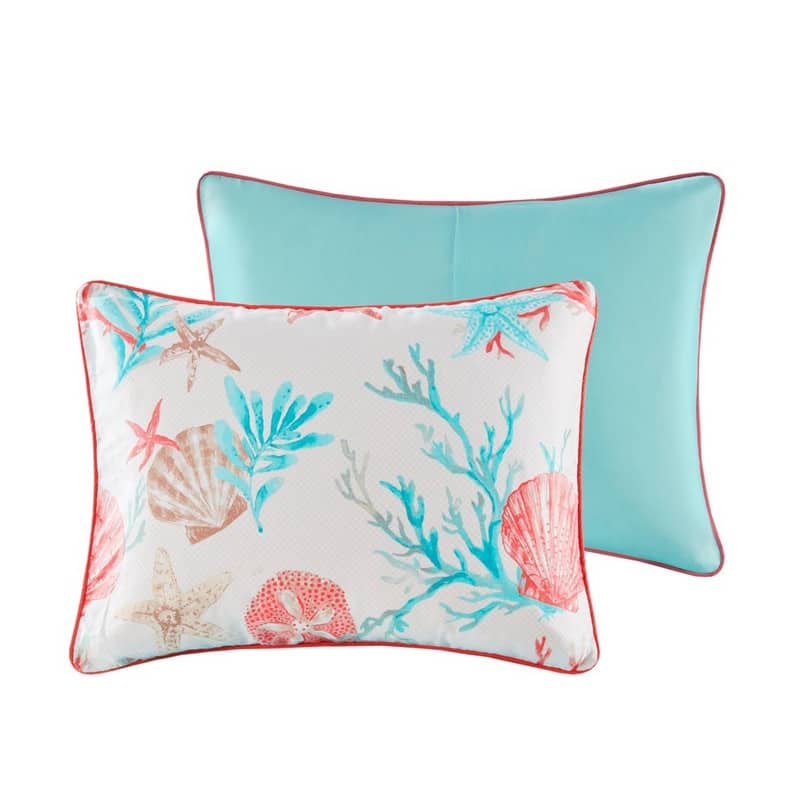 7 Piece Cotton Sateen Comforter Set Coral