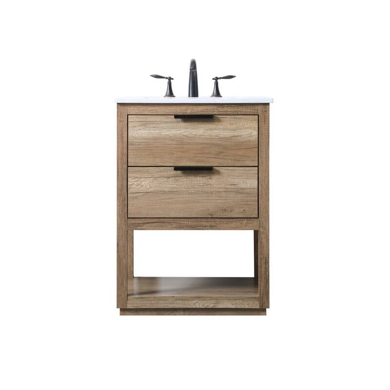 Elegant Lighting VF19224 Larkin 24" Free Standing Single Basin Vanity - Natural Oak - Oak Finish
