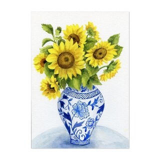 Sunflowers in a blue and white vase Painting Nature Art Print/Poster ...