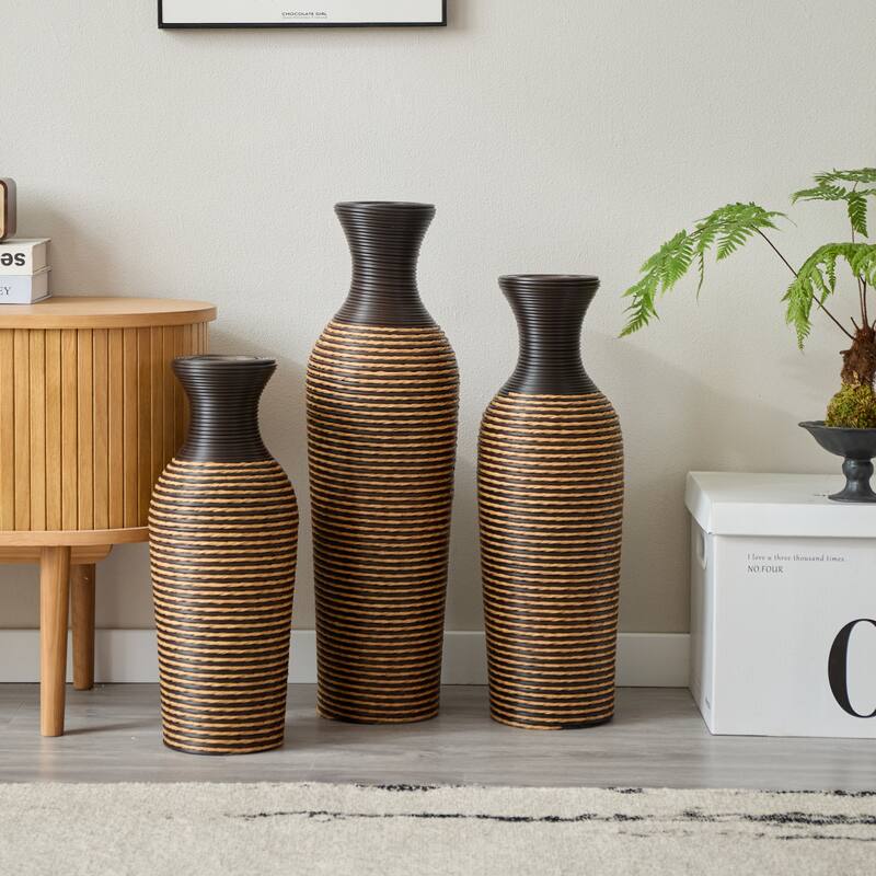 3-Piece Set Decorative Floor Vases, Floor Vases With High Independent Flower Racks, Artificial Vine Vases, Pvc Floor Vases