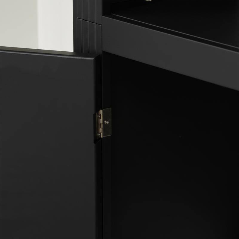 Farmhouse 78.75"Tall 4-Tier Display Shelf with Adjustable Glass Shelves and Dimmable Ceiling Light for Home Decor