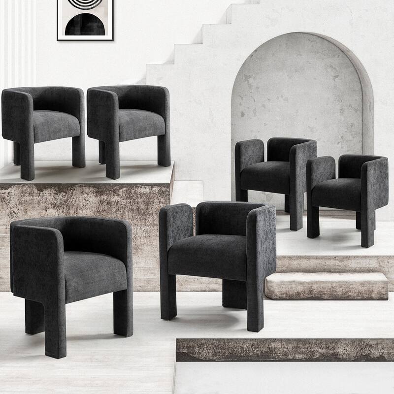 Friedrich Modern Left-facing Cutout Dining Chair with Three-legged Design Set Of 6 By HULALA HOME - Charcoal