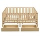 preview thumbnail 65 of 118, Wood Cribs Convertible Toddler Bed with Fence Guardrails and 2 Drawers Split into Independent Floor Bed and Daybed Slat Support