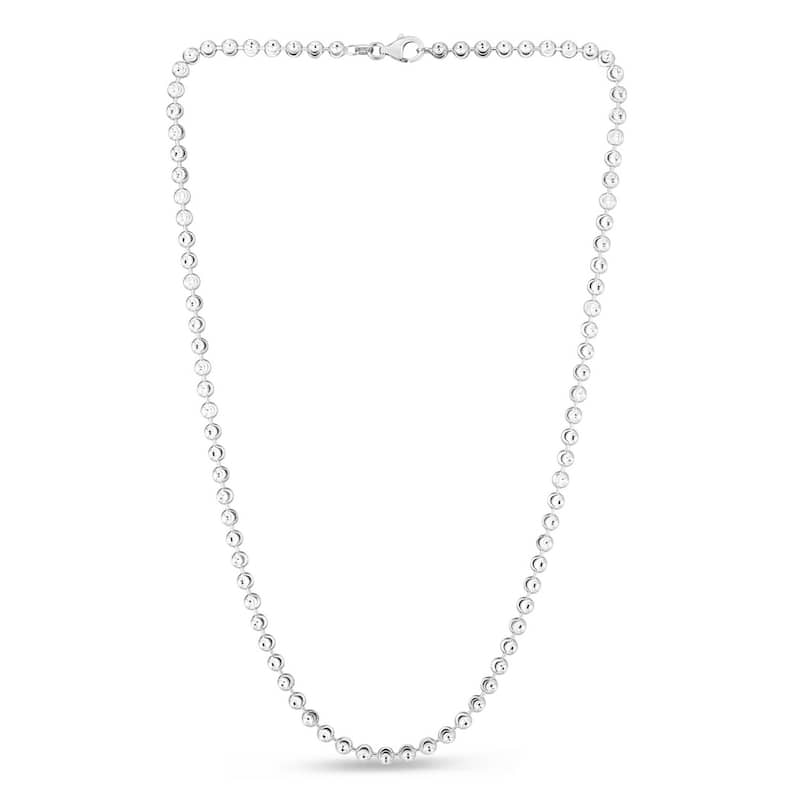 Curata 925 Sterling Silver 4mm Moon cut Bead Chain Necklace