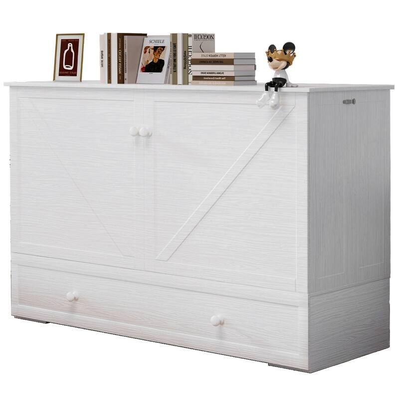 Mixoy Murphy Bed,Cabinet Chest Bed with Charging Station&Storage