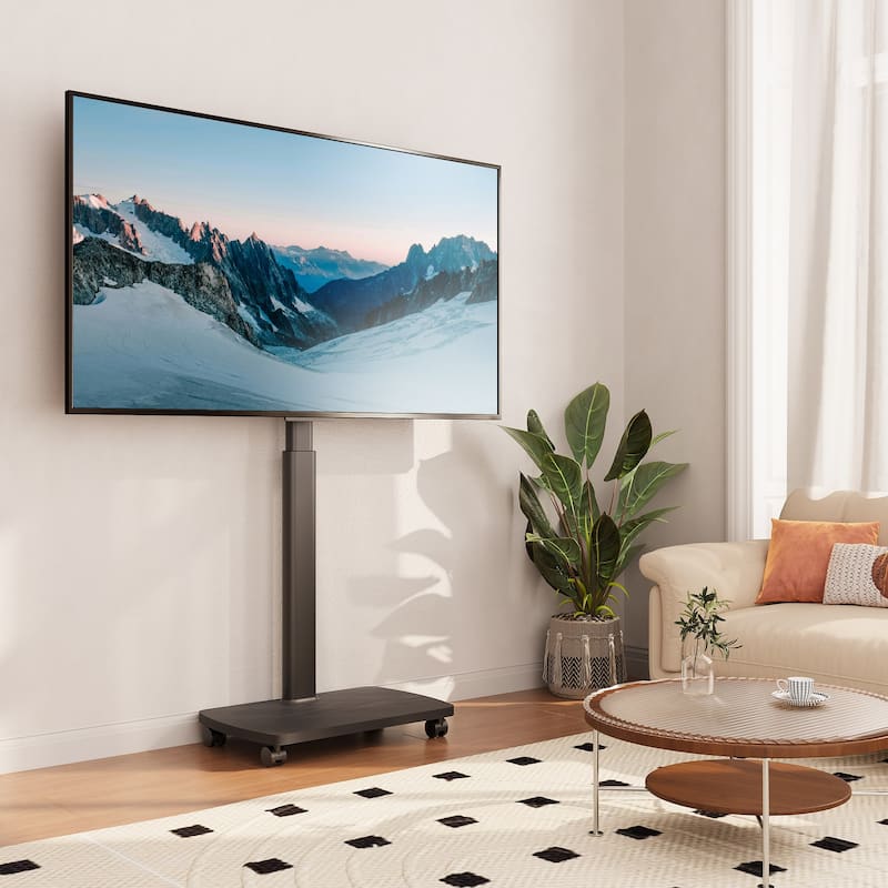 AOKCOS Modern Rolling TV Stand with Wheels for 43 to 75 inch TVs