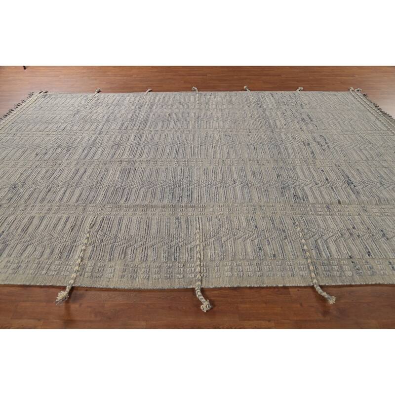Grey Modern / Moroccan Area Rug Handmade Wool Carpet - 8'8"x 12'5"