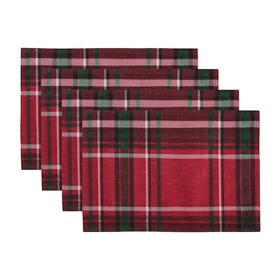 Pocono Plaid Holiday Fabric Placemats, Set of 4