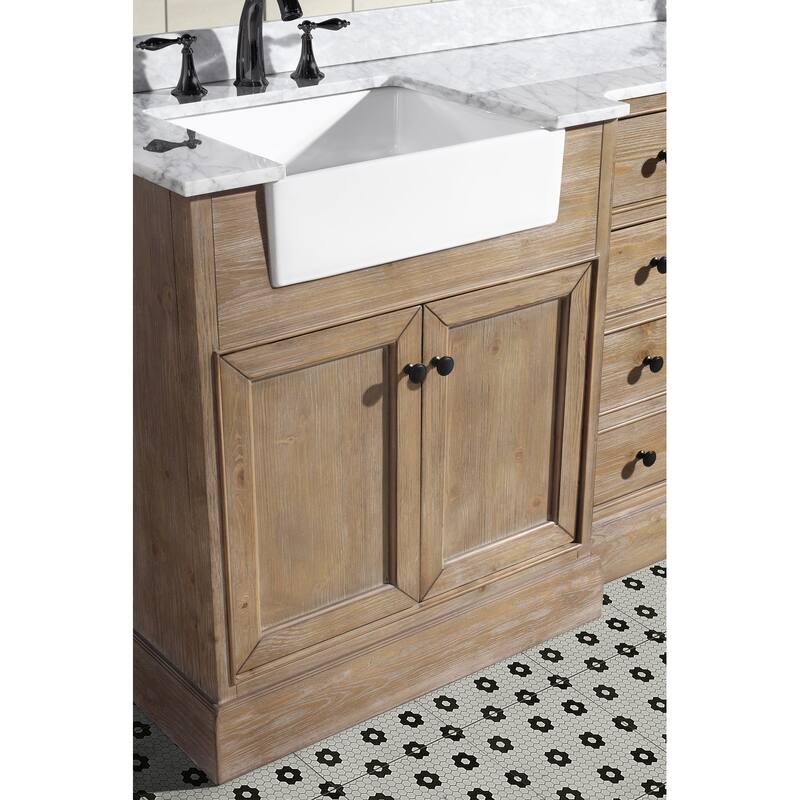 Ari Bath, Kelly 72" Bathroom Vanity, Weathered Fir Finish, Italian Carrara Marble - 72