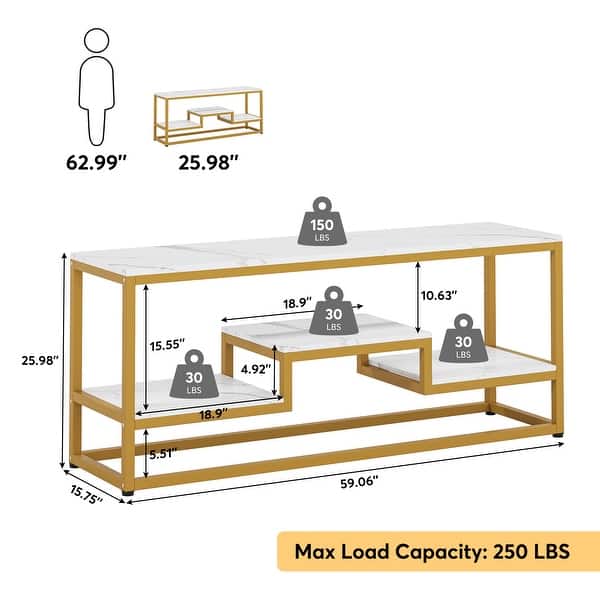TV Stand for 65 Inch TV, Modern Gold TV Console Entertainment Center