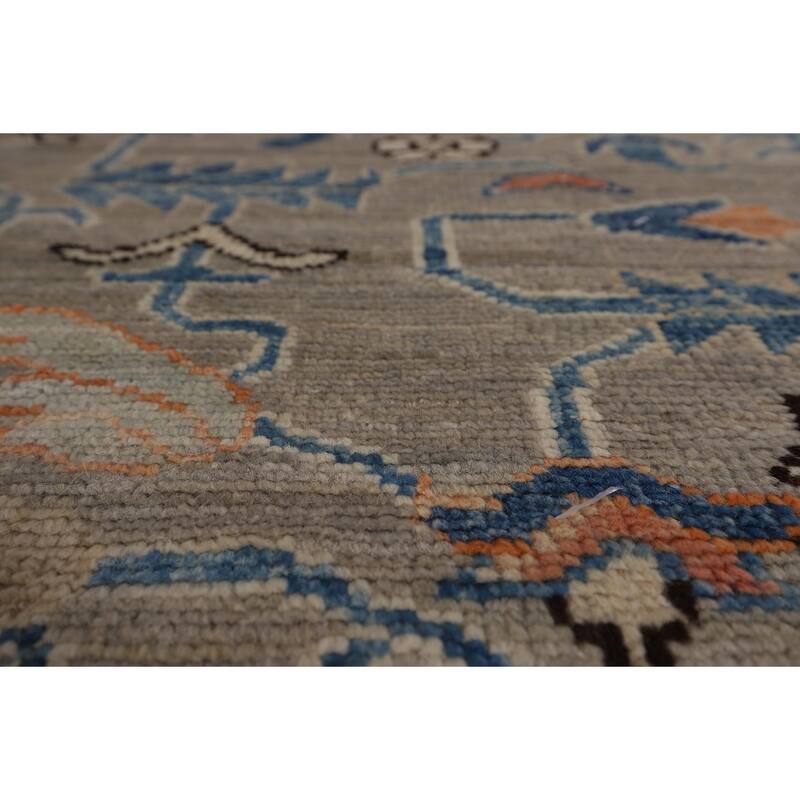 Oriental Oushak Turkish Large Rug Hand-Knotted Beige Wool Carpet - 10'1"x 14'0"