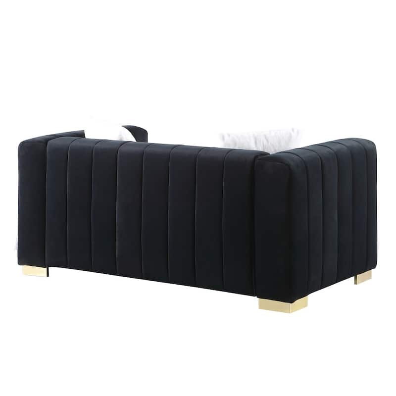 62.6" Modern 2-seater Velvet Channel Loveseat Sofa