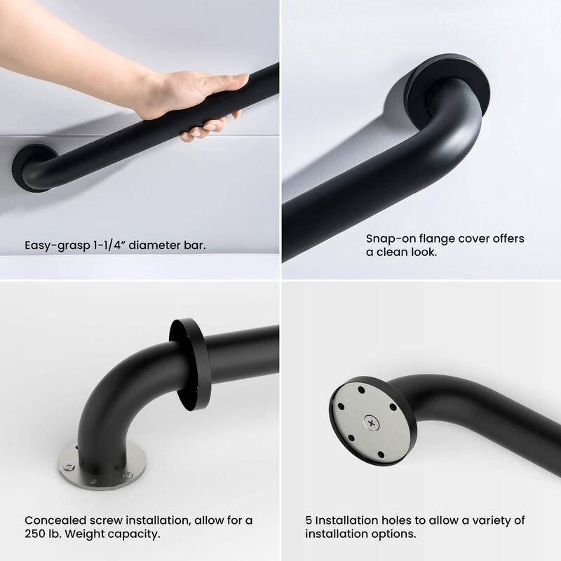 Bathroom Safety 12-Inch Length Stainless Steel Shower Grab Bar