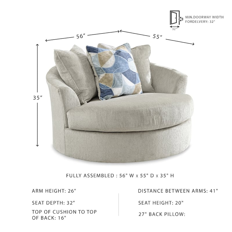 Signature Design by Ashley Maxon Place Oversized Swivel Accent Chair - 56"W x 55"D x 35"H