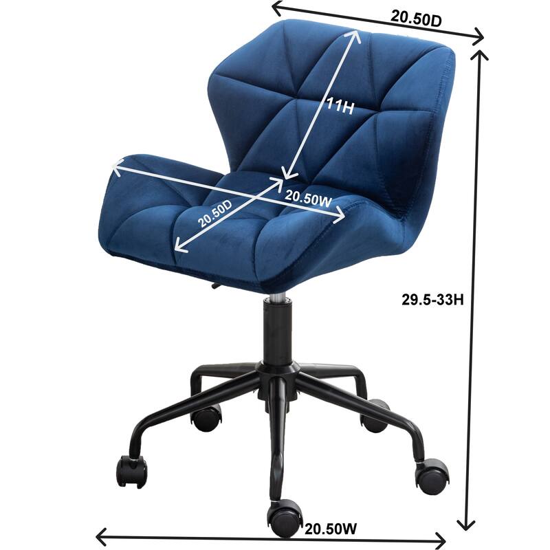 Elegant Tufted Velvet Office Chair with 360° Swivel, Adjustable Height, Memory Foam Cushion, and Ergonomic Back Support