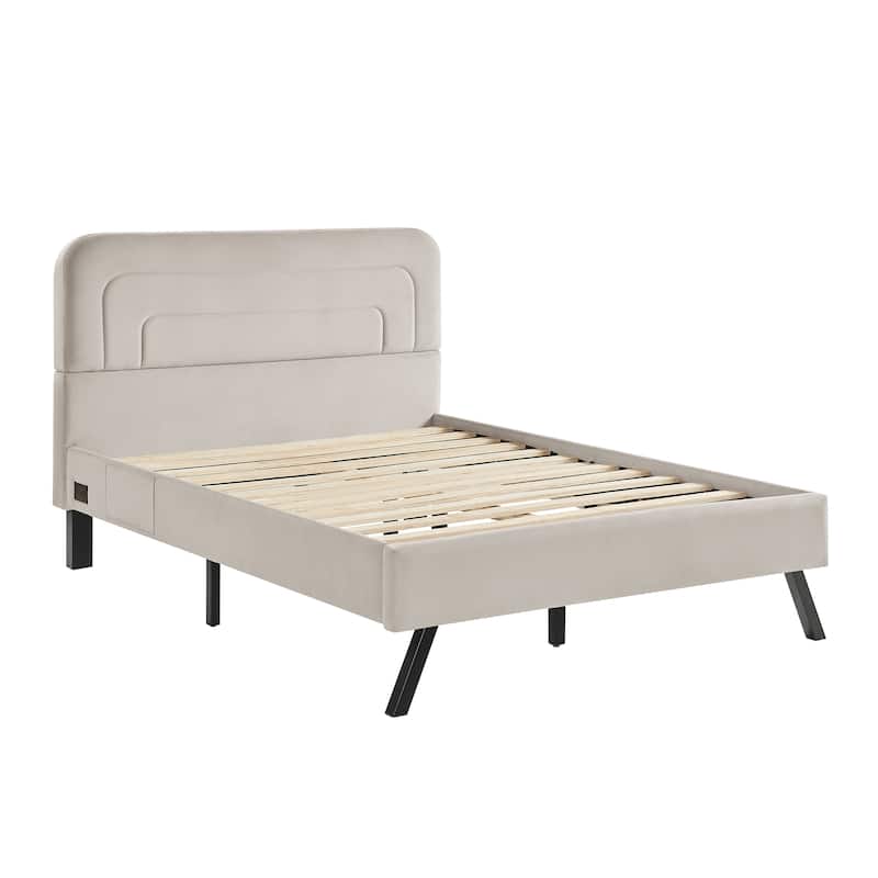 Studio Living Ashton Full Upholstered Bed in Velvet Fabric