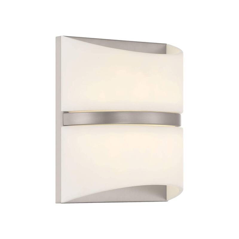 Minka Lavery 822-L Velaux 11" Tall LED Wall Sconce with Faux Alabaster - Brushed Nickel