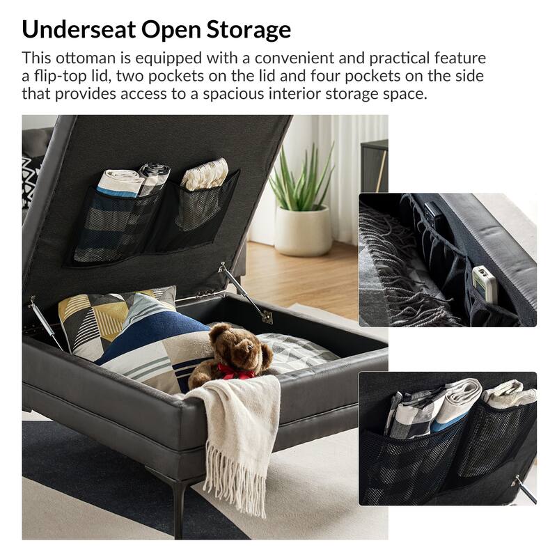 Ipiutak Modern 2 - Piece Upholstered Button-tufted Sectional with Storage Ottoman