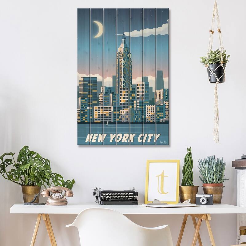 New York City Print On Wood by IdeaStorm Studios - Multi-Color