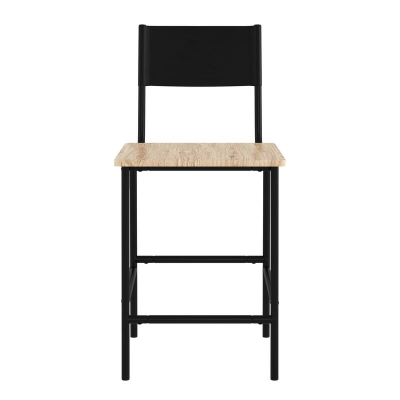 Wood Industrial Counter-Height Stool with Comfortable Seating, Black - 18.50" W x 23.47" D x 38.23" H