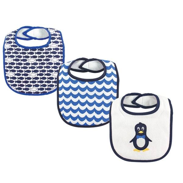 slide 1 of 1, Luvable Friends Baby Boy Cotton Drooler Bibs with Fiber Filling 3pk, Mr Penguin, One Size - Mr Penguin - One Size One Size - Mr Penguin