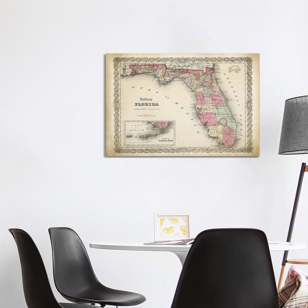 iCanvas "Florida Map, 1863" by PatentPrintStore Canvas Print