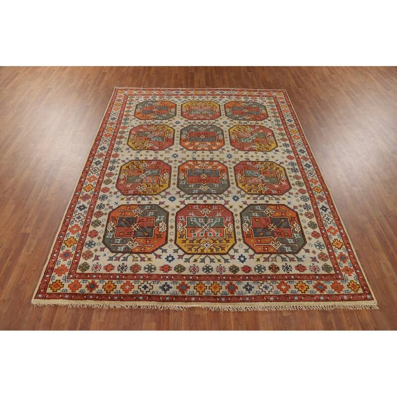 Elephant Feet Heriz Serapi Indian Area Rug Hand-Knotted Wool Carpet - 7'9" x 9'11"