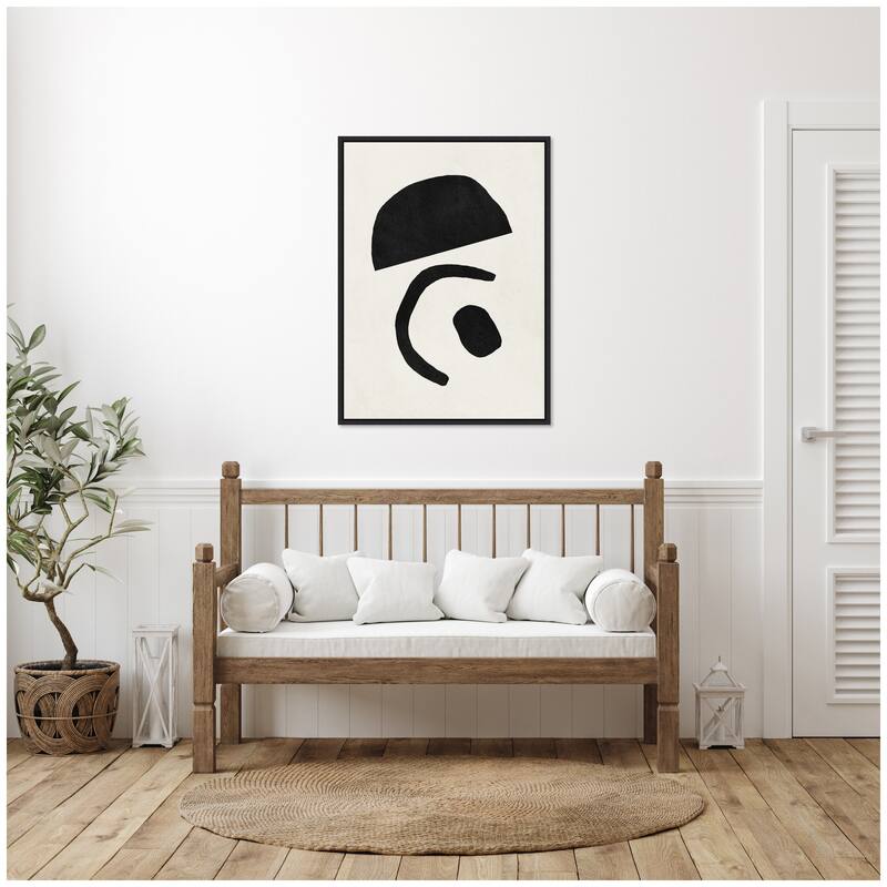 Kate and Laurel Sylvie Black Geometric Abstract 3 Framed Canvas by July Art Prints