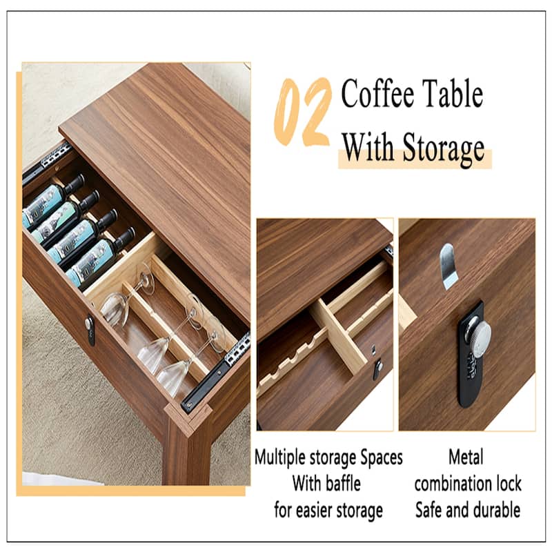 Multi-functional MDF Coffee Table with Password Lock