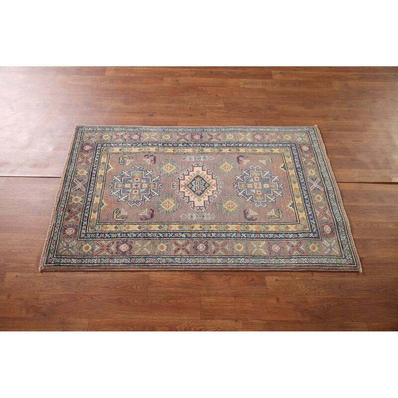 Kazak Accent Rug Hand-Knotted Wool Carpet - 2'7" x 4'2"