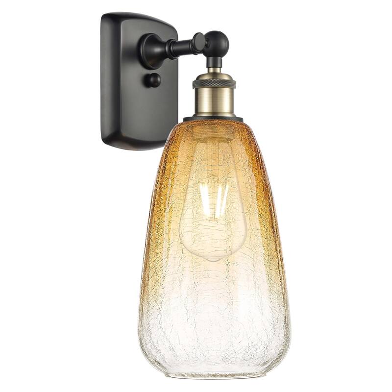 Innovations Lighting 516-1W-14-6 Brookhaven Almond Sconce Brookhaven - Black Antique Brass / Amber