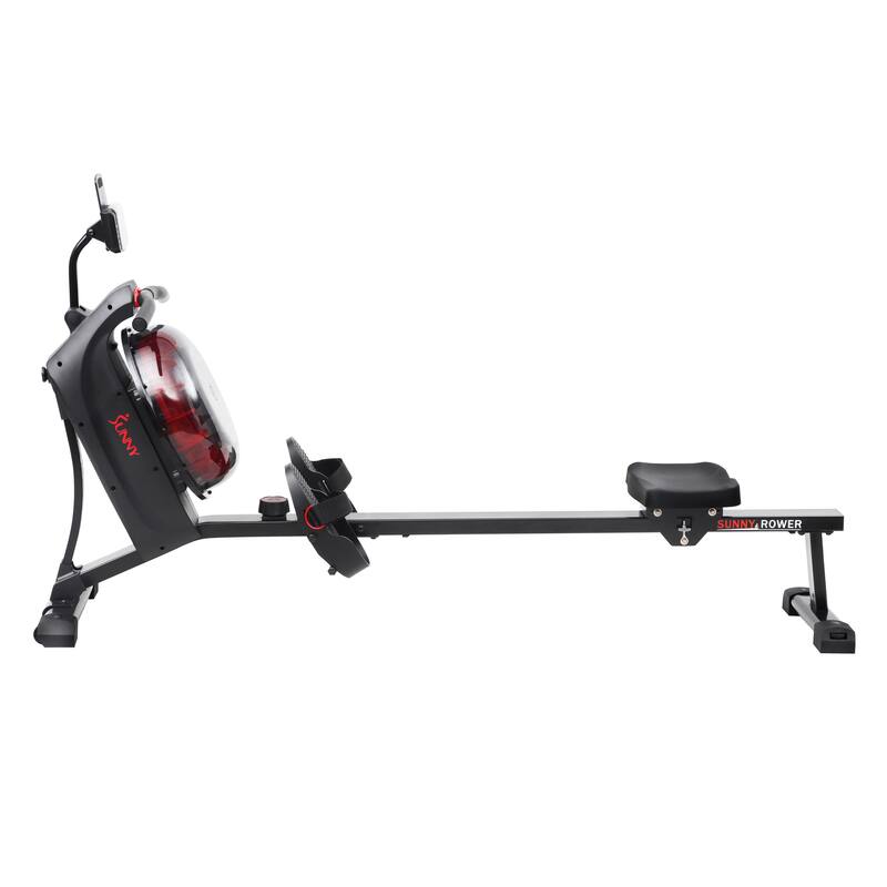 Sunny Health & Fitness Hydro Dual Resistance Smart Magnetic Water Rowing Machine in Black - SF-RW522017BLK