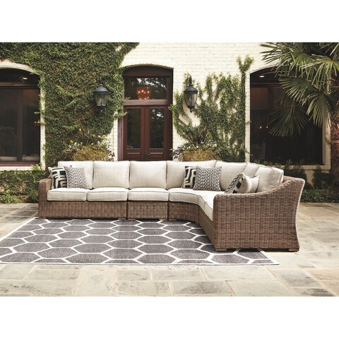 Beachcroft Beige 5-piece Outdoor Sectional - 118.75" W x 118.75" D x 38" H