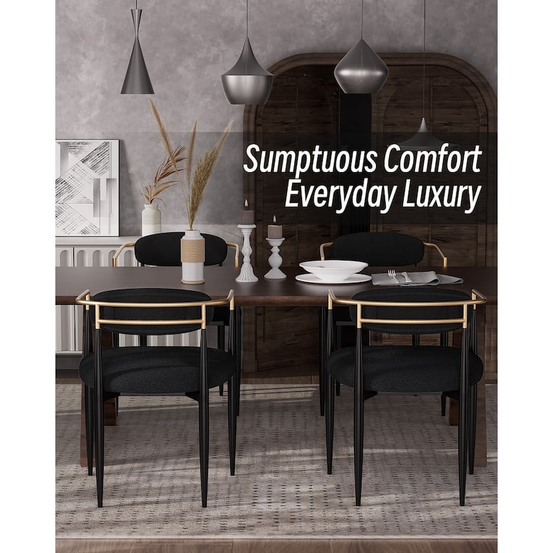 Morden Fort Modern Boucle Dining Chairs Velvet Armchair Set of 2