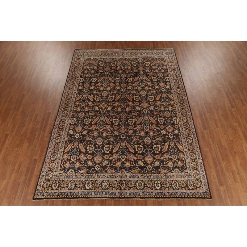 All-Over Brown Mood Persian Vintage Area Rug Handmade Wool Carpet - 8'5"x 12'0"