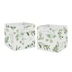 preview thumbnail 1 of 2, Floral Leaf Collection Foldable Fabric Storage Bins - Green and White Boho Watercolor Botanical Woodland Tropical Garden