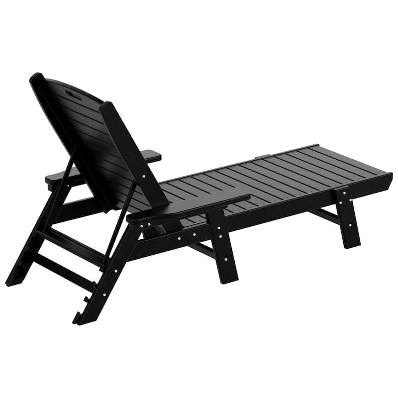 Laguna Hdpe All Weather Outdoor Patio Pool Reclining Chaise Lounges With Square Side Table (3-Piece Set)