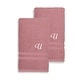 preview thumbnail 27 of 27, Authentic Hotel and Spa Omni Turkish Cotton Terry Set of 2 Tea Rose Hand Towels with White Script Monogrammed Initial Pink/U