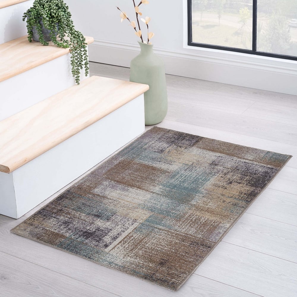 Superior Ara Patchwork Non-Slip Washable Indoor Area Rug