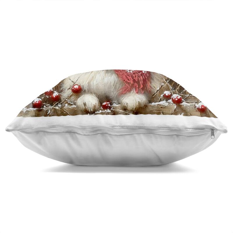 Stupell Bunny with Snowy Holly Berries Decorative Printed Throw Pillow Design by Riley B