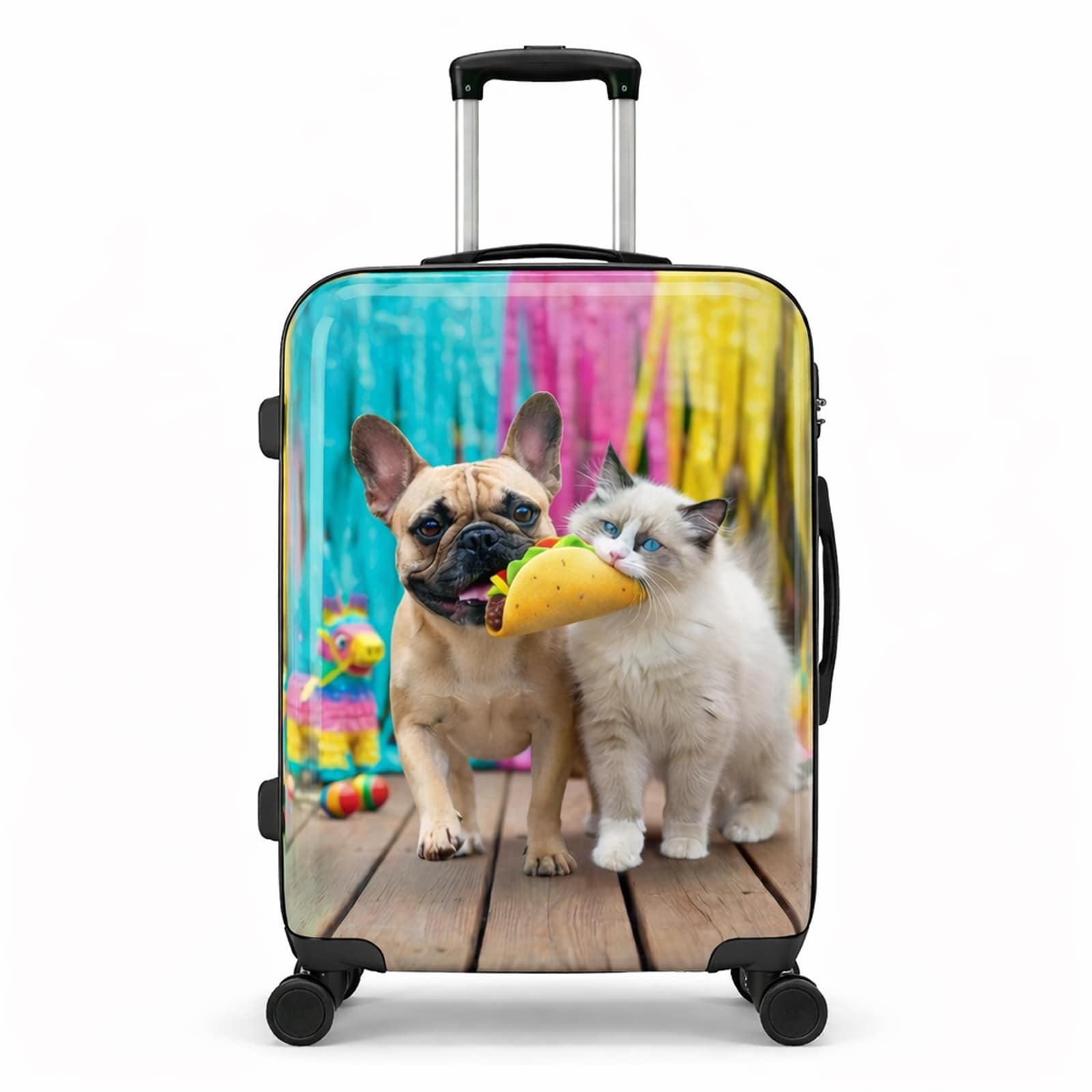World Traveler Chariot Pet Lover 20-Inch Carry-On Hardside Expandable Spinner Luggage - Fiesta Paws