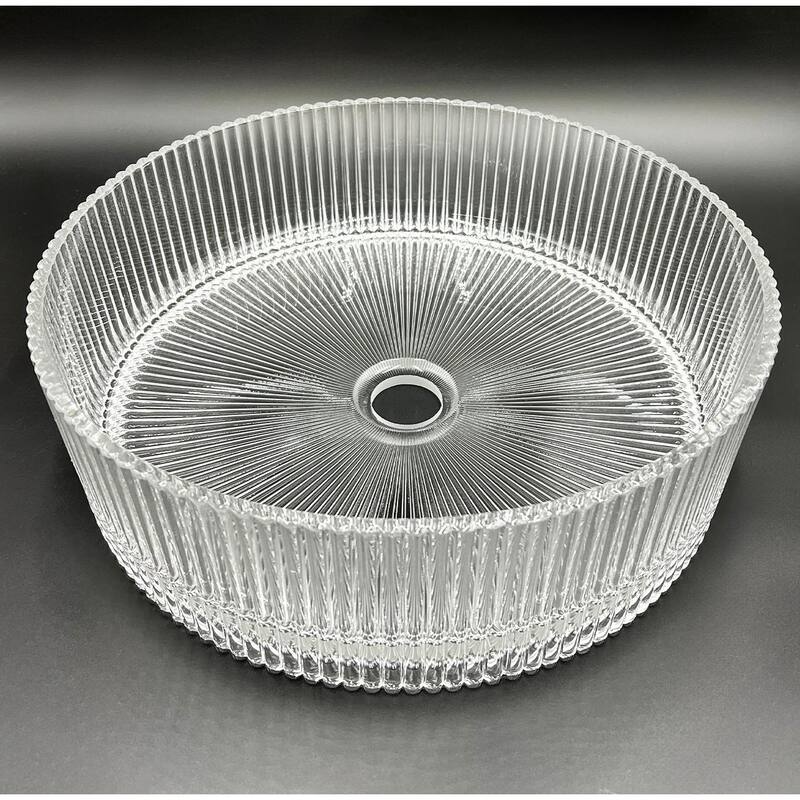 Cowrie 16" & 14" Round Decorative Crystal Vessel Sinks With White Base