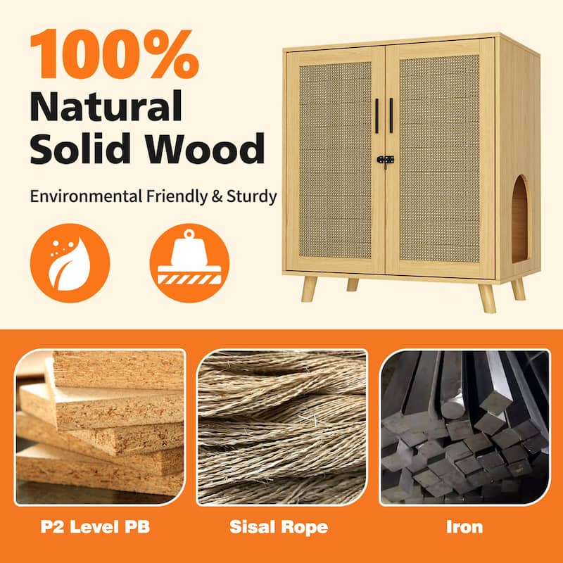 Buffet Cat Litter Box Enclosure Cabinet Hidden Cat Washroom Furniture