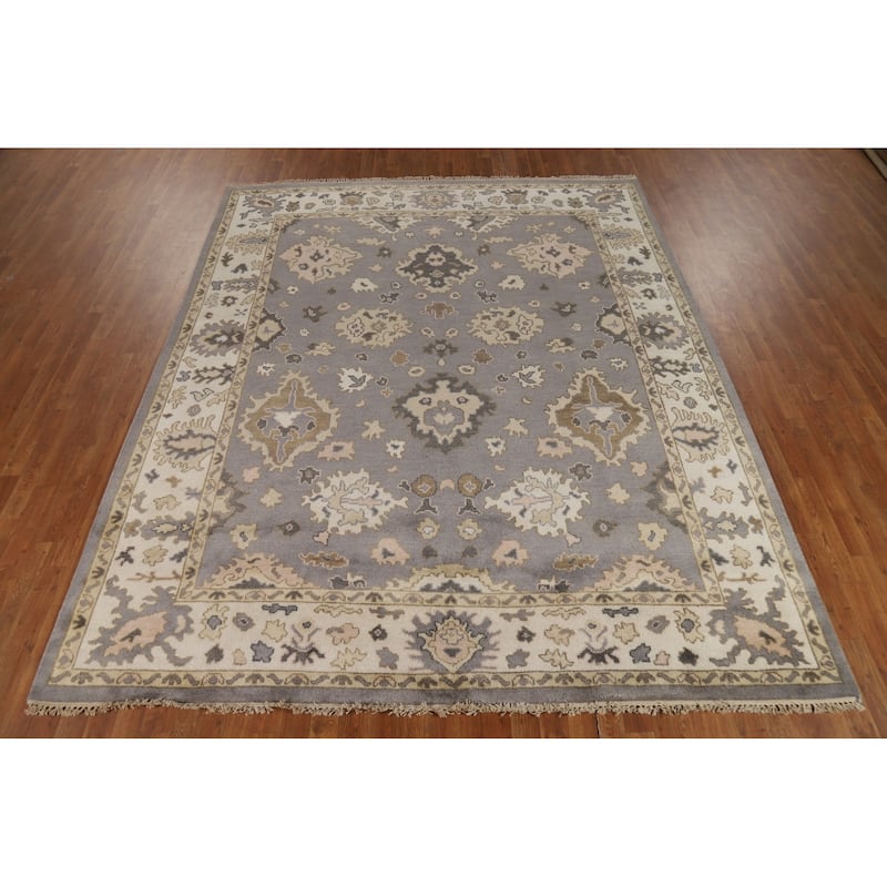 Gray Oushak Indian Area Rug Handmade Wool Carpet - 8'4"x 10'1"