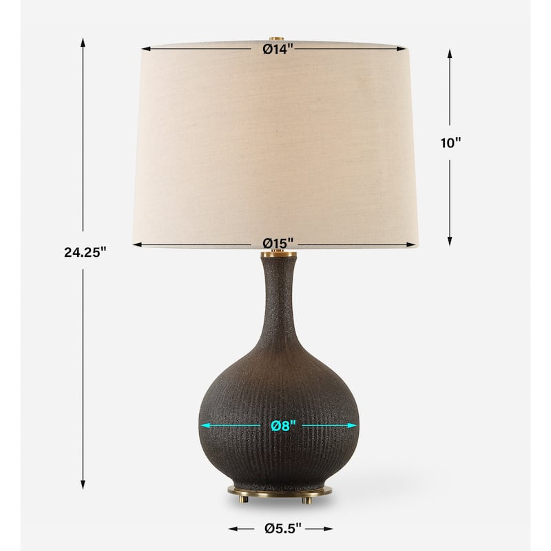 Uttermost Rimini Black Glaze Table Lamp - 24.25" H X 15" W X 15" D