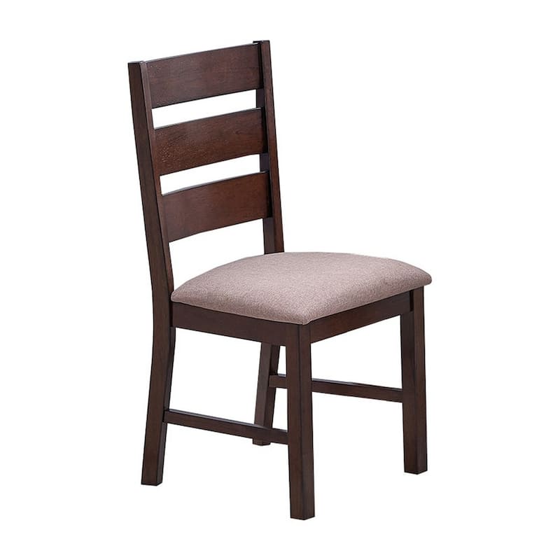Yuzi Dining Chair Set of 2, Ladder Back, Cherry Brown Solid Wood