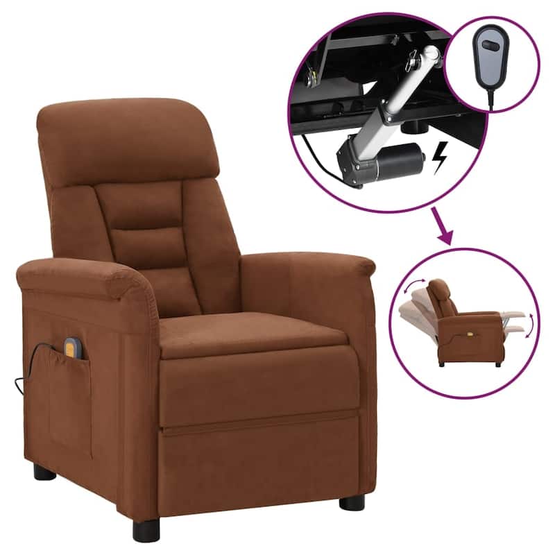 vidaXL Massage Chair Massage Recliner Chair for Elderly Faux Suede Leather - 56.3" x 27.8" x 29.9"
