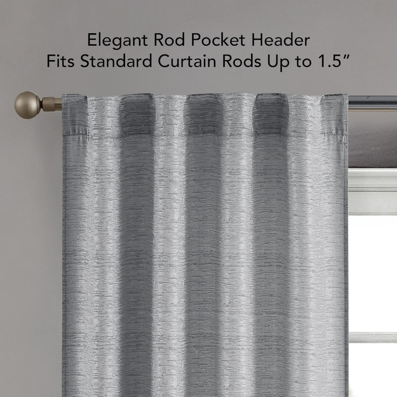 Creative Home Ideas Melinda Lurex Jacquard Back Tab Window Curtain Panel Pair with Tiebacks